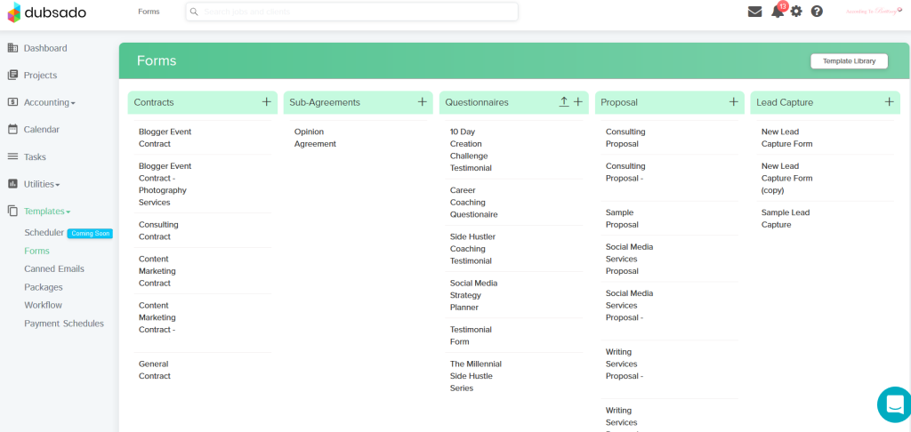 dubsado contracts business tool