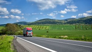 tractor trailer truck on road